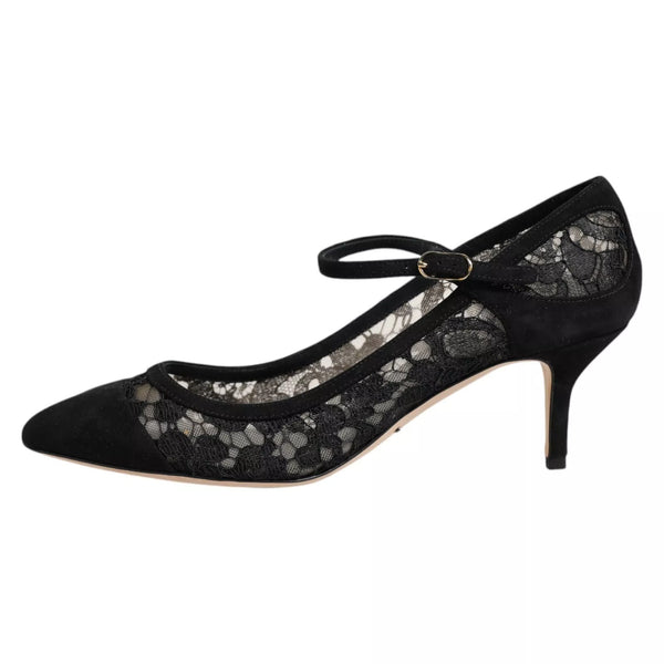 Schwarz Mary Jane Taormina Spitze Pumps Schuhe