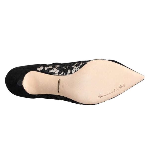 Schwarz Mary Jane Taormina Spitze Pumps Schuhe