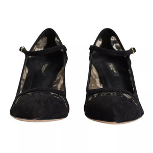 Schwarz Mary Jane Taormina Spitze Pumps Schuhe