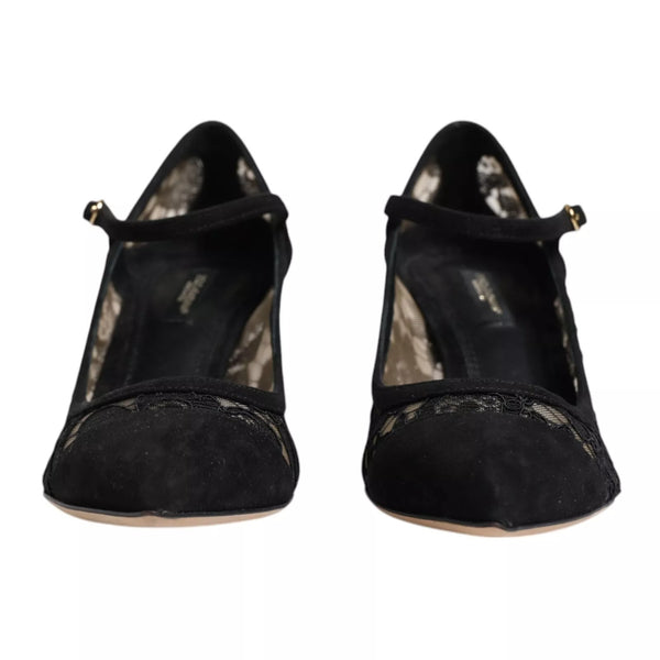 Schwarz Mary Jane Taormina Spitze Pumps Schuhe