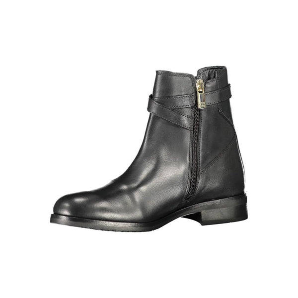 Schwarzes Leder Damen Stiefel