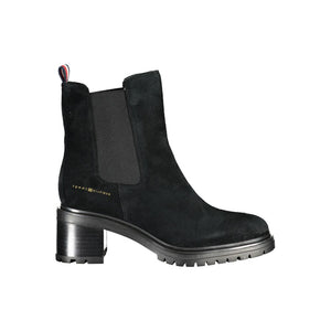 Schwarzes Leder Damen Stiefel