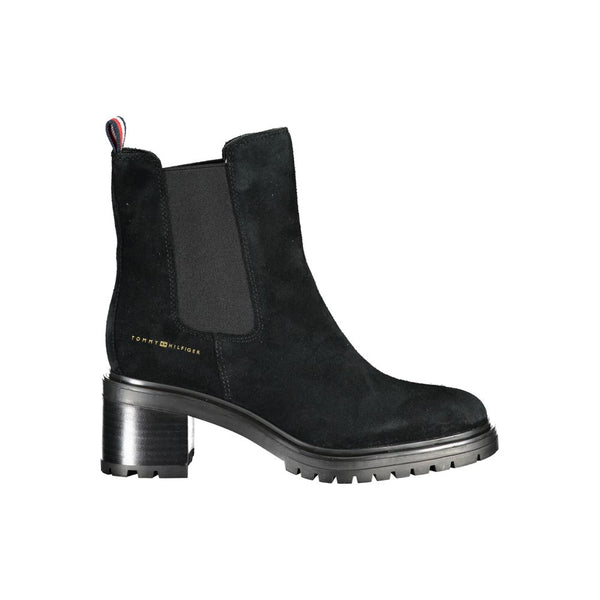 Schwarzes Leder Damen Stiefel