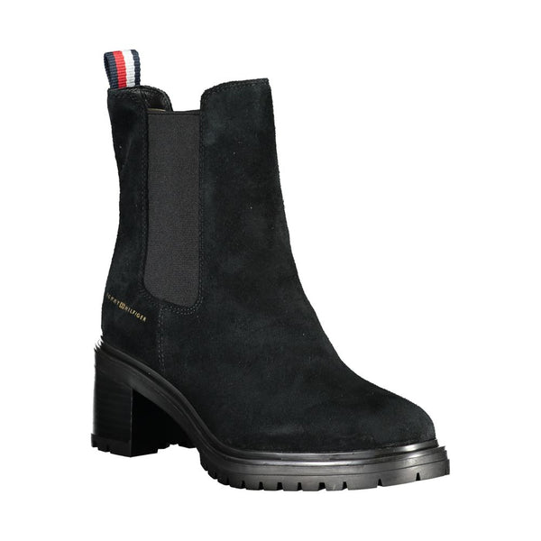 Schwarzes Leder Damen Stiefel