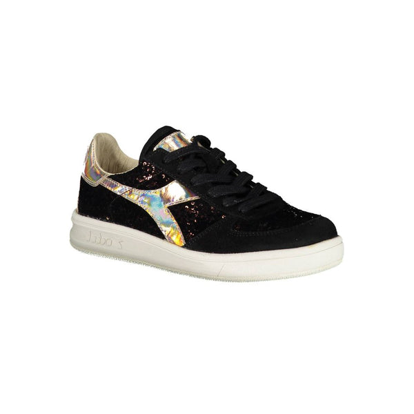 Schwarzes Leder Damen Sneaker