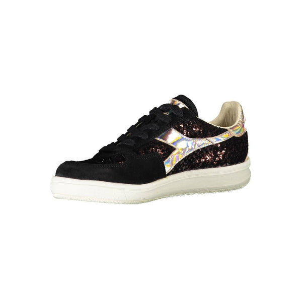 Schwarzes Leder Damen Sneaker
