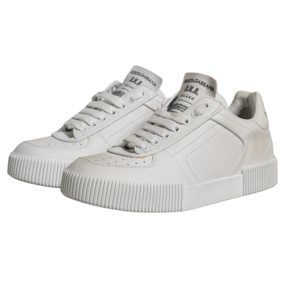 Weiß Miami Leder Low Top Turnschuhe Schuhe