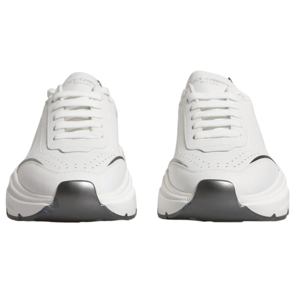 Weiß Silber DAYMASTER Leder Turnschuhe Schuhe