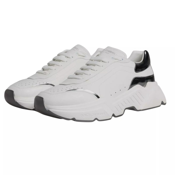 Weiß Silber DAYMASTER Leder Turnschuhe Schuhe