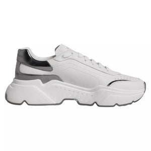 Weiß Silber DAYMASTER Leder Turnschuhe Schuhe