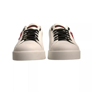 Weißes Leder DG Logo Low Top Sneaker Schuhe