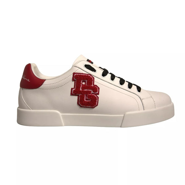 Weißes Leder DG Logo Low Top Sneaker Schuhe