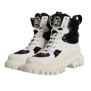 Weiße gepolsterte Mid Calf Lace Up Stiefel Schuhe
