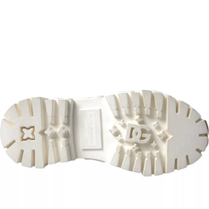 Weiße Leder Gummistiefel Logo Schuhe