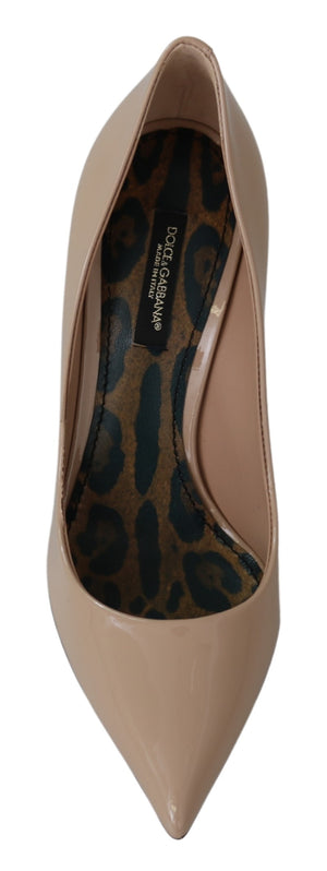 Beige Lackleder Stilettoabsatz Pumps