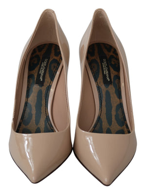 Beige Lackleder Stilettoabsatz Pumps