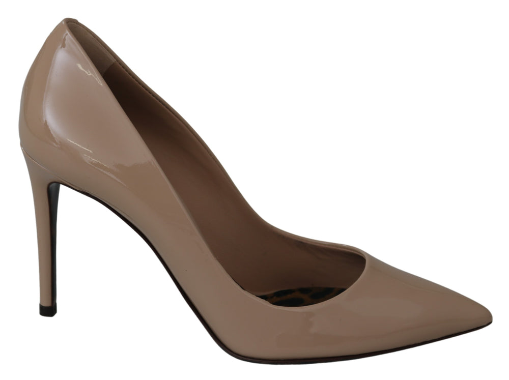 Beige Lackleder Stilettoabsatz Pumps