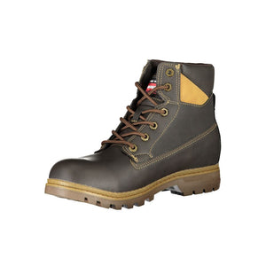 Brauner Polyester Herrenstiefel