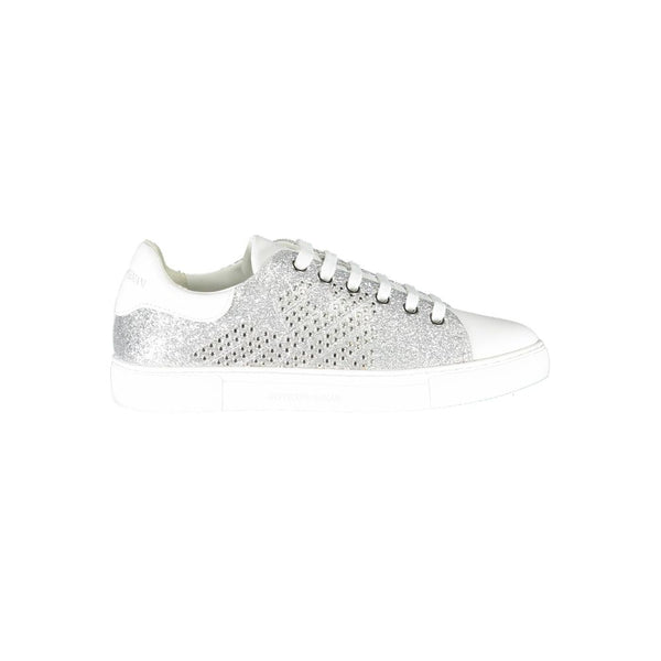 Silberne Leder Damen Sneaker