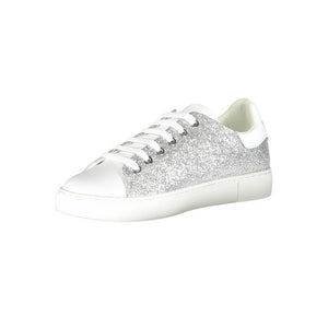 Silberne Leder Damen Sneaker