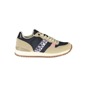 Beigefarbene Schnürsenkel-Sneakers mit kontrastierenden Details