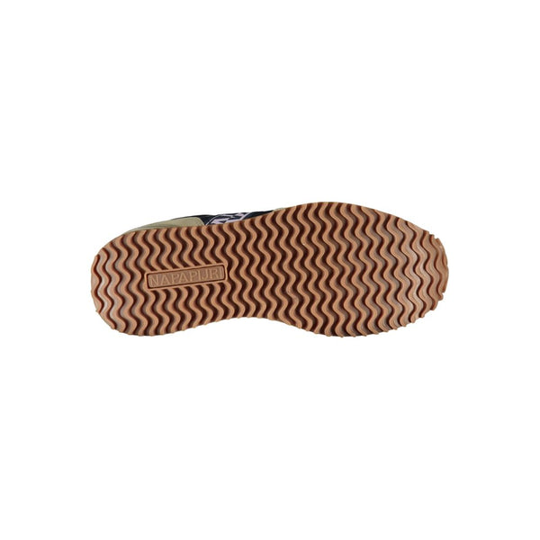 Beigefarbene Schnürsenkel-Sneakers mit kontrastierenden Details