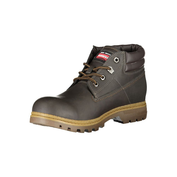 Brauner Polyester Herrenstiefel