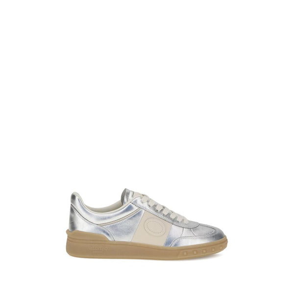 Silberne Kalbshaut Bos Taurus Sneakers mit niedrigem Schaft