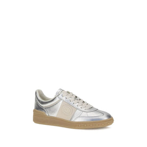 Silberne Kalbshaut Bos Taurus Sneakers mit niedrigem Schaft