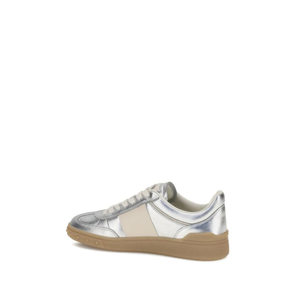 Silberne Kalbshaut Bos Taurus Sneakers mit niedrigem Schaft