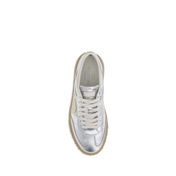 Silberne Kalbshaut Bos Taurus Sneakers mit niedrigem Schaft