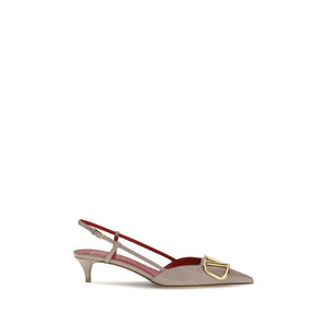 Graue Kalbshaut Bos Taurus Mid-Heel Pumps