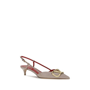 Graue Kalbshaut Bos Taurus Mid-Heel Pumps
