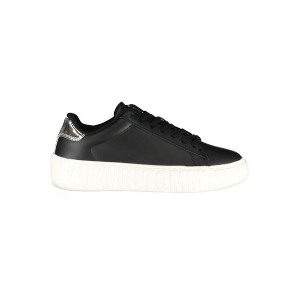 Schwarzes Leder Damen Sneaker