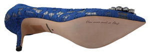 Blaue Spitze Kristall Ballett Pumps Schuhe
