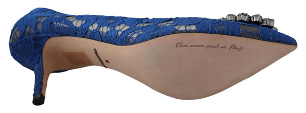 Blaue Spitze Kristall Ballett Pumps Schuhe