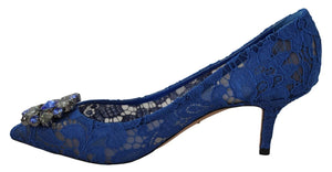 Blaue Spitze Kristall Ballett Pumps Schuhe