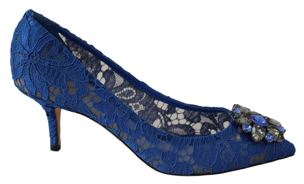 Blaue Spitze Kristall Ballett Pumps Schuhe
