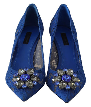 Blaue Spitze Kristall Ballett Pumps Schuhe