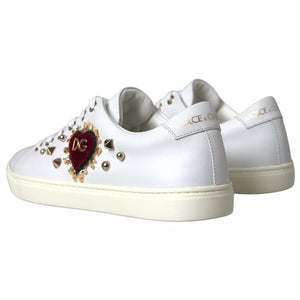 Weiß Leder Gold Rot Herz Turnschuhe Schuhe