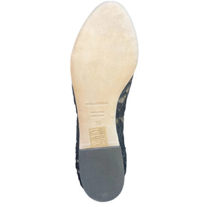 Schwarze Spitze Kristall Ballett Flats Loafer Schuhe