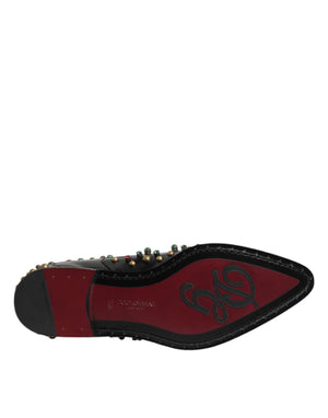 Schwarzes Leder Derby Kleid Nietenschuhe