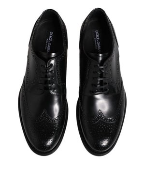 Schwarzes Leder Derby Wingtip Formelle Schuhe
