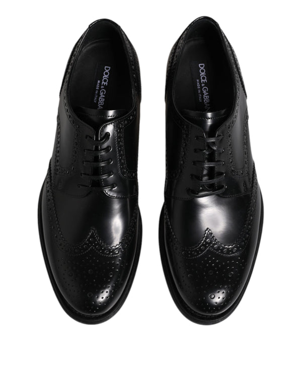 Schwarzes Leder Derby Wingtip Formelle Schuhe