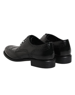 Schwarzes Leder Derby Wingtip Formelle Schuhe