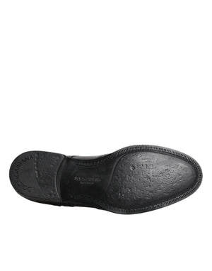 Schwarzes Leder Derby Wingtip Formelle Schuhe