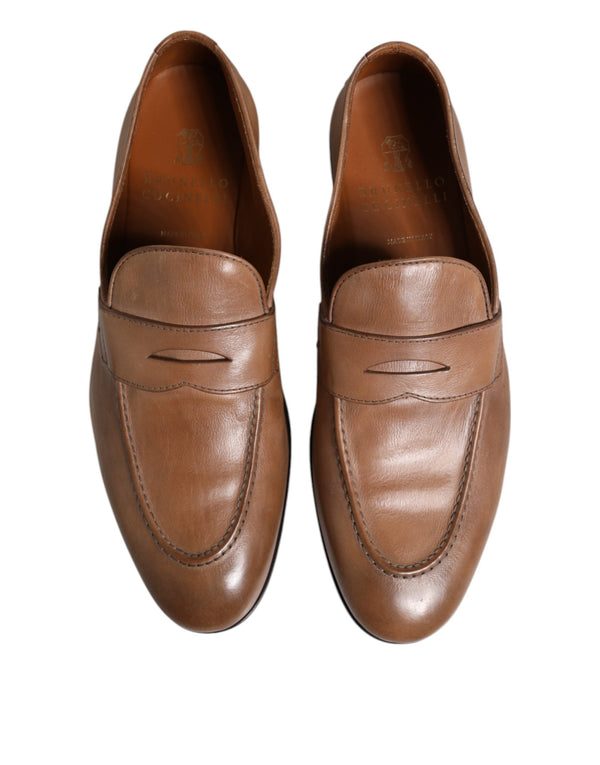 Braun Leder Loafer Kleid Formelle Schuhe