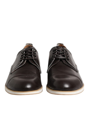 Dunkelbraune Leder Derby Schnürschuhe Kleid Formelle Schuhe