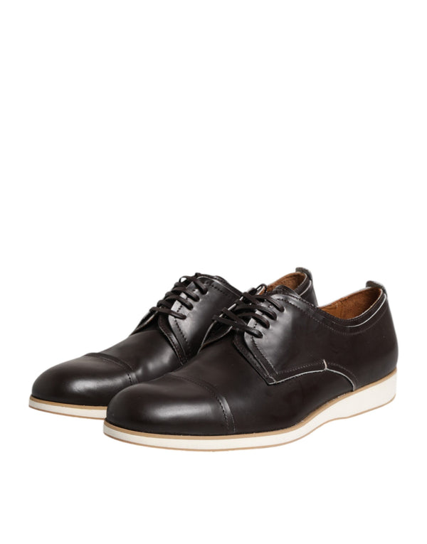 Dunkelbraune Leder Derby Schnürschuhe Kleid Formelle Schuhe