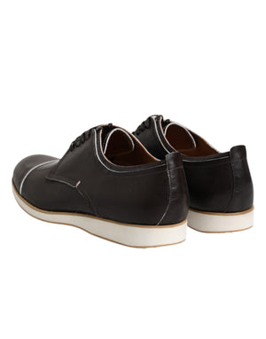 Dunkelbraune Leder Derby Schnürschuhe Kleid Formelle Schuhe